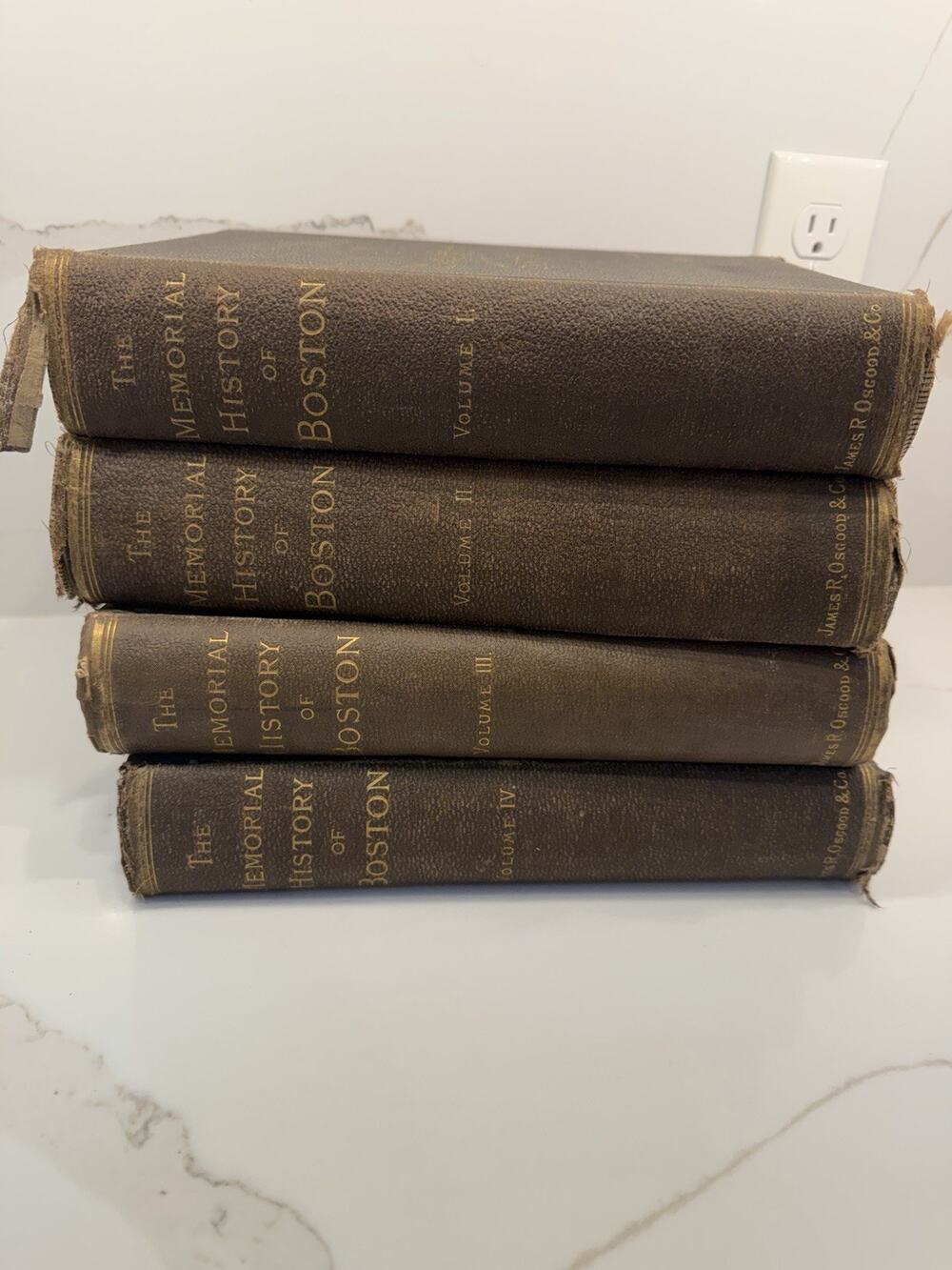 1880-1882 Memorial History of Boston Complete 4 Vol Set Justin Winsor HC Antique
